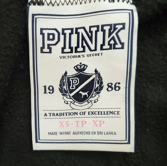 PINK VS | Women's black Pink brand graphic back zipper-front hoodie. Size small. - Picture 6 of 9